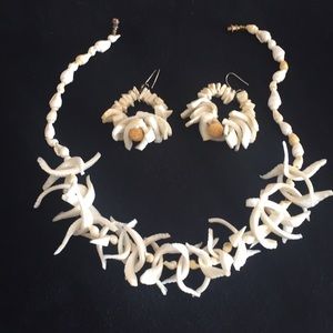 Set of Shell Necklace and Earrings